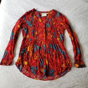 Maeve Pintuck Button Front Blouse XS